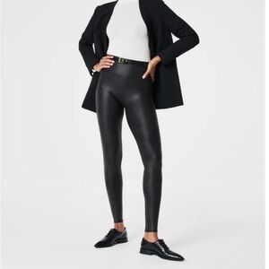 Spanx Women’s Faux Leather Leggings Black XL Petite NWOT